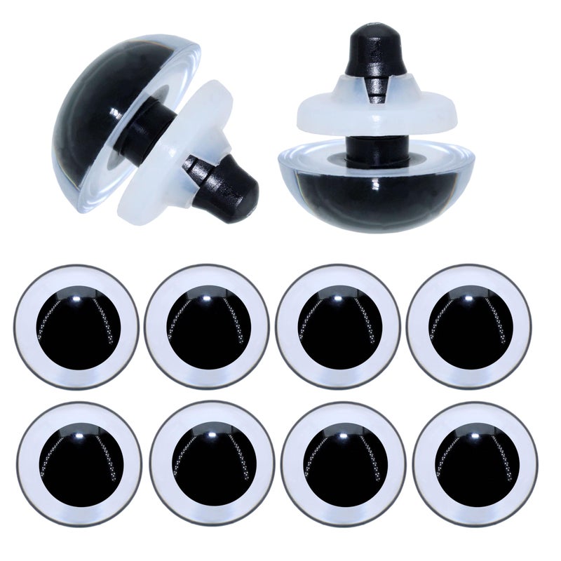 ARTCXC 1Box(20Pcs) 24MM Transparent Large Colorful Plastic Safety Eyes Craft Eyes with Washers for Doll, Puppet, Plush Animal DIY Making - Image 1
